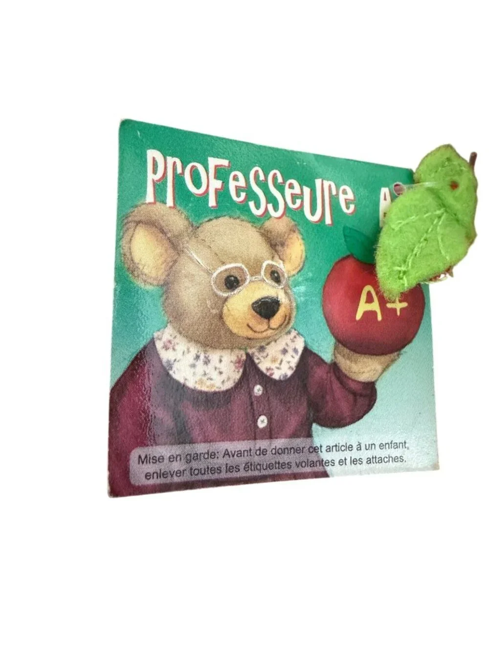 Vintage Professor Bear Plush Teacher Teddy A+ Apple Glasses Red Dress Stuffed An